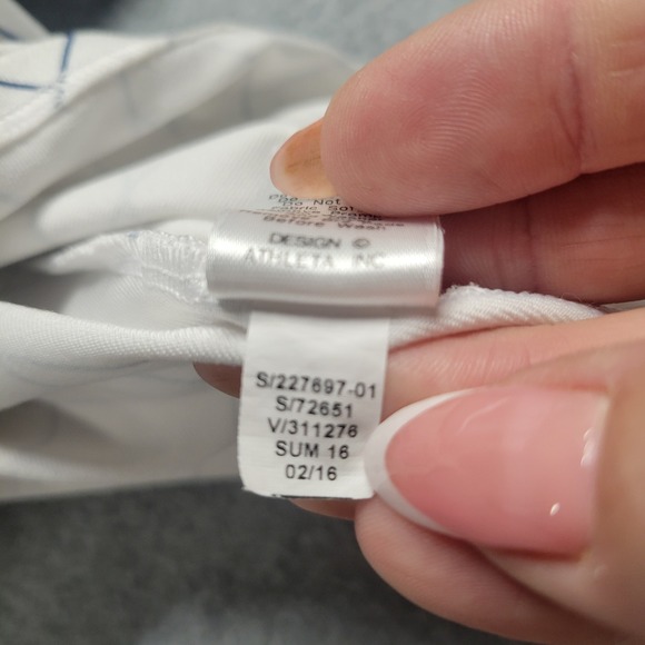 Athleta White Navy‎ Blue Angular Optimism Racerback Tank Top Women's Small Gym - Picture 7 of 8